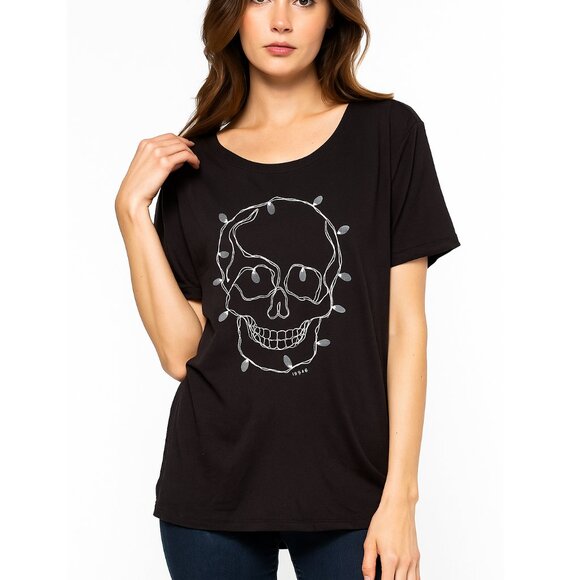 Torrid Women's Black Skull Christmas Lights Pullover T-Shirt Size 4X - Picture 1 of 6